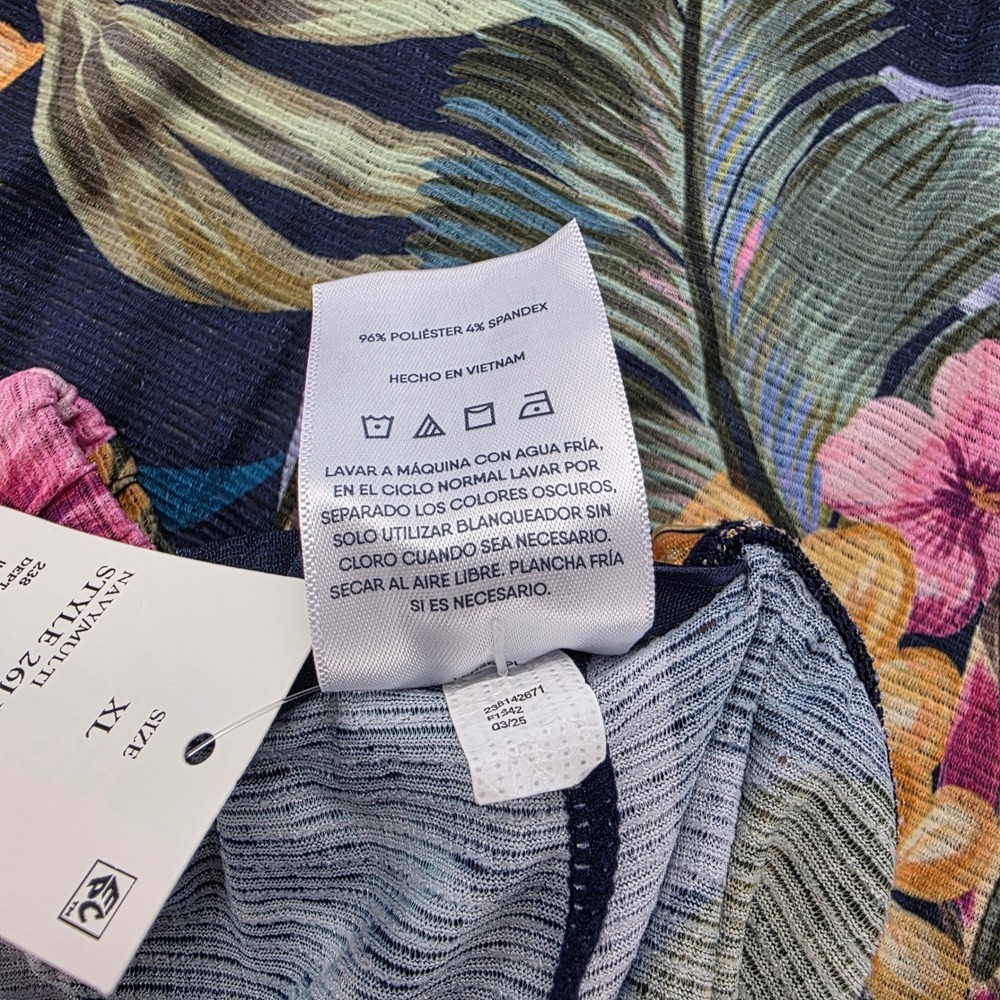 Lands End Tropical Floral Wide Leg Swim Cover-Up Pants Navy Multi XL 605 - Picture 7 of 7